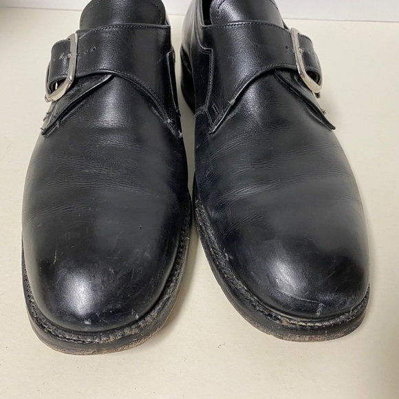 Florsheim Size 8.5 C Royal Imperial Monk Strap Buckle Shoes Black Smooth Leather - Picture 2 of 14